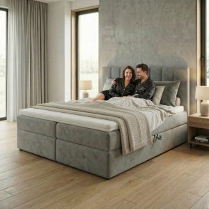 Łóżko kontynentalne 180x200 SONNO BELLO Eko Skóra Czarna 2 pojemniki