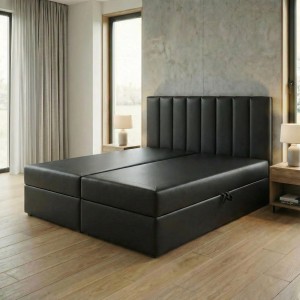 Łóżko kontynentalne 180x200 SONNO BELLO Eko Skóra Czarna 2 pojemniki