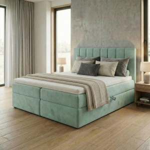 Łóżko kontynentalne 160x200 SONNO BELLO Miętowe 2 pojemniki