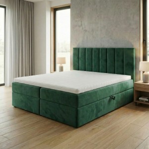 Łóżko kontynentalne 160x200 SONNO BELLO Butelkowa zieleń 2 pojemniki
