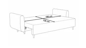 Sofa kanapa z funkcją spania Lugo PLUS Szara