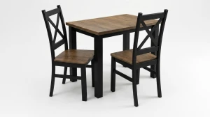 Zestaw 2x Krzesło krzyżak drewniane do jadalni Czarny/Dąb Lefkas