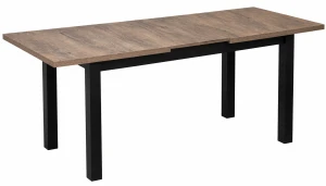 Komplet stół 150/190x80 z 6 krzesłami Czarny/Dąb Lefkas K003-6