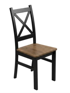 Komplet stół 150/190x80 z 6 krzesłami Czarny/Dąb Lefkas K003-6