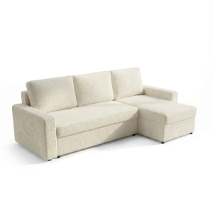 Narożnik z funkcją spania do salonu NIRVANA boucle owieczka krem