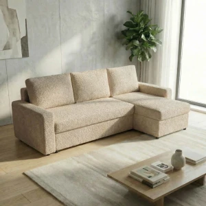 Narożnik z funkcją spania do salonu NIRVANA PLUS boucle owieczka beżowy