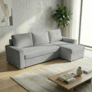 Narożnik z funkcją spania do salonu NIRVANA PLUS boucle owieczka szary