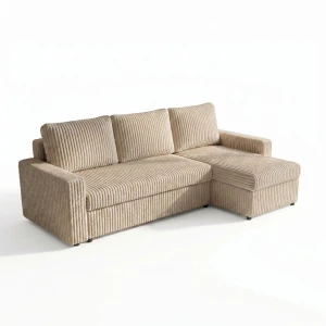 Narożnik rozkładany sofa funkcja spania NIRVANA PLUS sztruks gruby beżowy