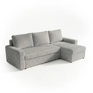 Narożnik rozkładany sofa funkcja spania NIRVANA PLUS sztruks gruby szary