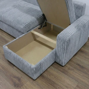 Narożnik rozkładany sofa funkcja spania NIRVANA PLUS sztruks gruby szary