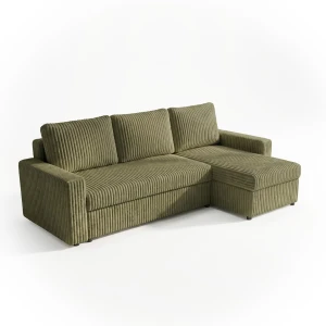 Narożnik rozkładany sofa funkcja spania NIRVANA PLUS sztruks gruby zielony