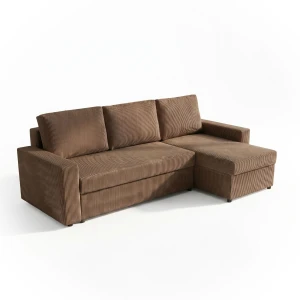 Narożnik do salonu rozkładany sofa funkcja spania NIRVANA sztruks brązowy