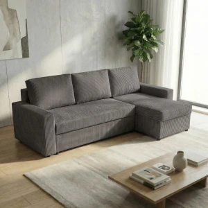 Narożnik do salonu rozkładany sofa funkcja spania NIRVANA sztruks grafitowy