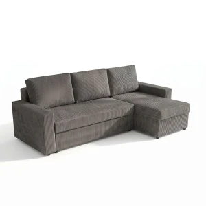 Narożnik do salonu rozkładany sofa funkcja spania NIRVANA sztruks grafitowy