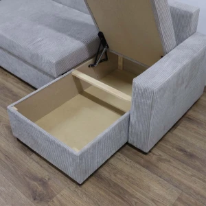 Narożnik do salonu rozkładany sofa funkcja spania NIRVANA sztruks kremowy