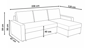 Narożnik do salonu rozkładany sofa funkcja spania NIRVANA sztruks niebieski