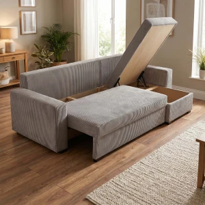 Narożnik do salonu rozkładany sofa funkcja spania NIRVANA sztruks różowy