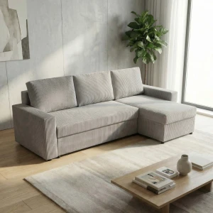 Narożnik do salonu rozkładany sofa funkcja spania NIRVANA sztruks szary