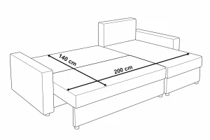 Narożnik do salonu rozkładany sofa funkcja spania NIRVANA sztruks złoty