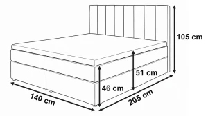 Łóżko kontynentalne 140x200 SONNO BELLO Miętowe 2 pojemniki