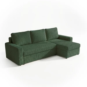 Narożnik rozkładany sofa funkcja spania NIRVANA PLUS sztruks gruby zielony