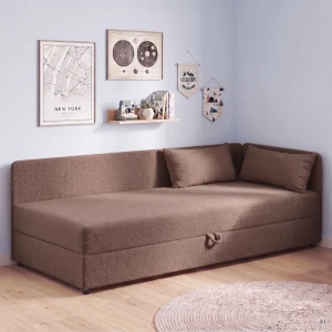 Łóżko z pojemnikiem Hirek 80x180 Baranek brązowy