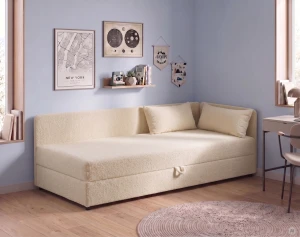 Łóżko z pojemnikiem Hirek 90x200 Baranek beżowy