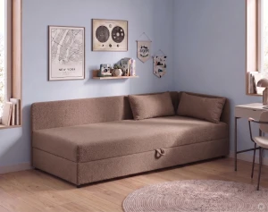 Łóżko z pojemnikiem Hirek 90x200 Baranek brązowy