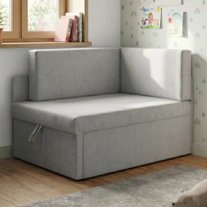 Mała sofa rozkładana narożna dla dzieci z funkcją spania Milavo Szara