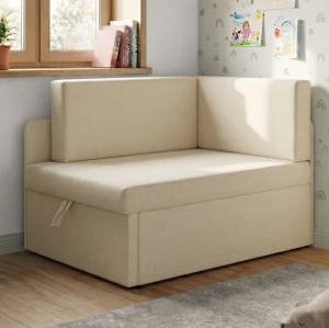 Mała sofa rozkładana narożna dla dzieci z funkcją spania Milavo Beżowa