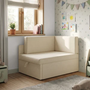 Mała sofa rozkładana narożna dla dzieci z funkcją spania Milavo Beżowa