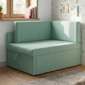 Mała sofa rozkładana narożna dla dzieci z funkcją spania Milavo Miętowa