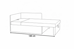Mała sofa rozkładana narożna dla dzieci z funkcją spania Milavo Miętowa