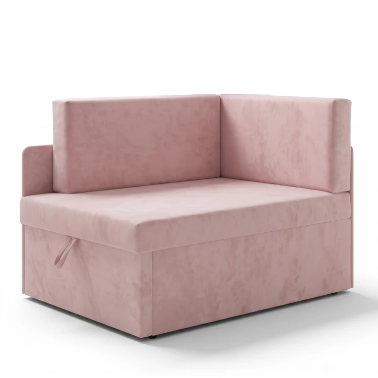 Mała sofa rozkładana narożna dla dzieci z funkcją spania Milavo Różowa