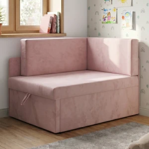 Mała sofa rozkładana narożna dla dzieci z funkcją spania Milavo Różowa