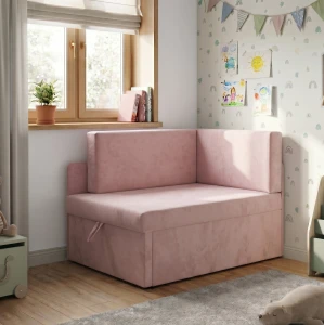 Mała sofa rozkładana narożna dla dzieci z funkcją spania Milavo Różowa