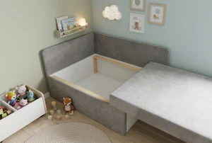 Mała sofa rozkładana narożna dla dzieci z funkcją spania Milavo Różowa