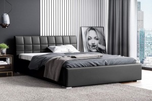 Łóżko tapicerowane z materacem Kendi 160x200 Czarne