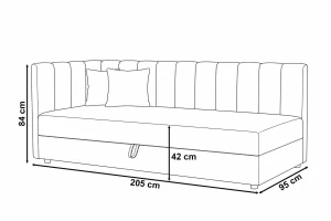 Łóżko kontynentalne 1-osobowe Sovaro Plus 90x200 Sztruks Kremowy