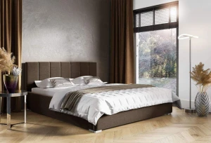 Łóżko tapicerowane 160x200 Ledo Brązowe Metalowy Stelaż