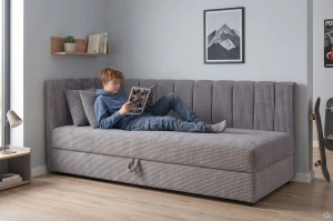 Łóżko kontynentalne 1-osobowe Sovaro Plus 120x200 Sztruks Kremowy