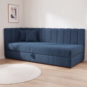 Łóżko kontynentalne 1-osobowe Sovaro Plus 120x200 Sztruks Granatowy