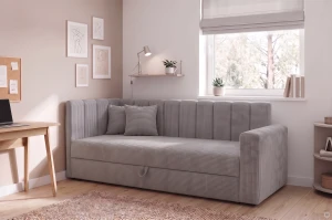 Łóżko jednoosobowe z pojemnikiem Sovaro PRO 80x180 Sztruks Szary