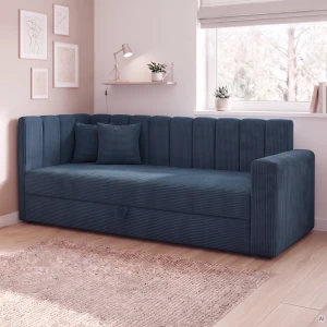 Łóżko jednoosobowe z pojemnikiem Sovaro PRO 80x180 Sztruks Granatowy