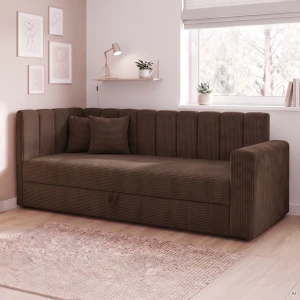 Łóżko z podłokietnikiem Sovaro PRO PLUS 80x180 Sztruks Brązowy