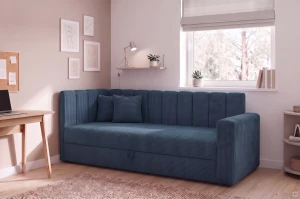 Łóżko z podłokietnikiem Sovaro PRO PLUS 80x200 Sztruks Granatowy
