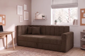 Łóżko z podłokietnikiem Sovaro PRO PLUS 80x200 Sztruks Brązowy