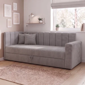 Łóżko z podłokietnikiem Sovaro PRO PLUS 90x200 Sztruks Szary