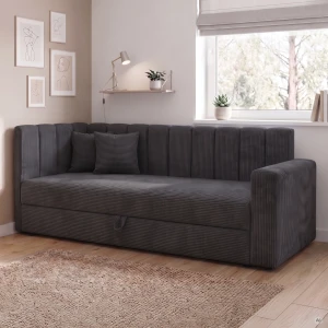 Łóżko z podłokietnikiem Sovaro PRO PLUS 90x200 Sztruks Grafitowy