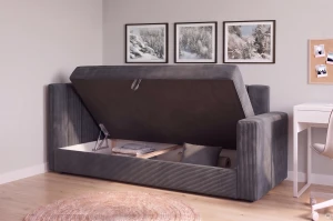 Łóżko z podłokietnikiem Sovaro PRO PLUS 90x200 Sztruks Grafitowy